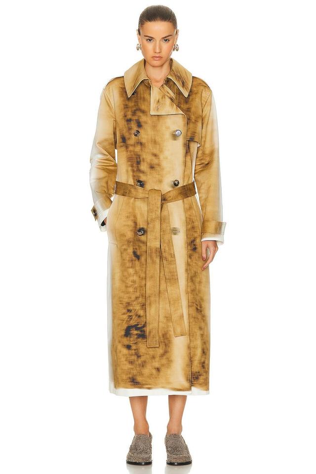 Loewe Blurred Print Trench Coat in Beige Product Image