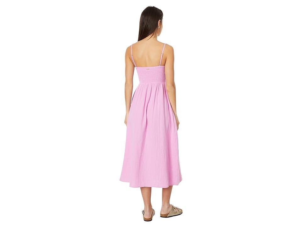 Billabong Off the Coast Smocked Bodice Cotton Midi Dress Product Image