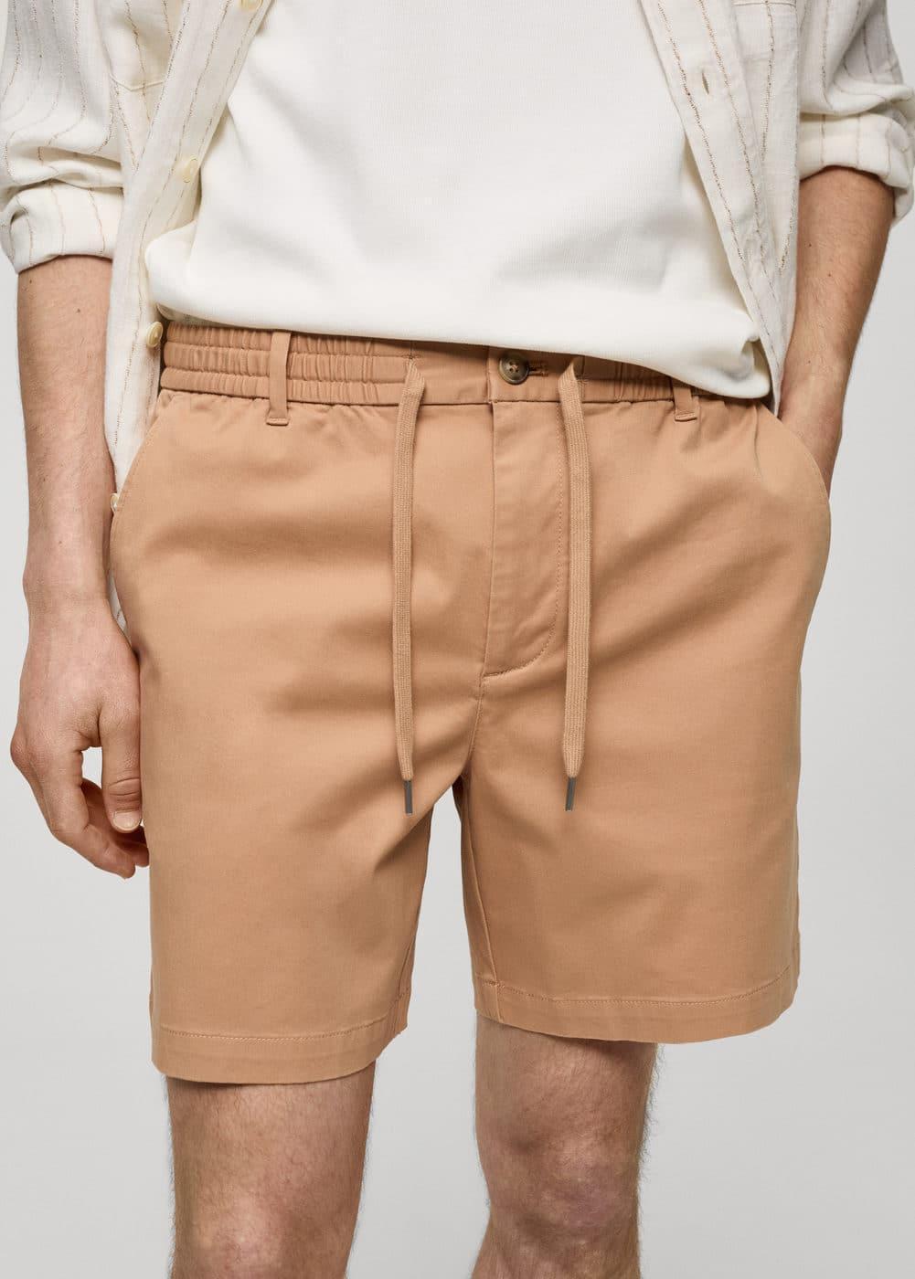 Mango Mens Drawstring Detail Cotton Shorts Product Image