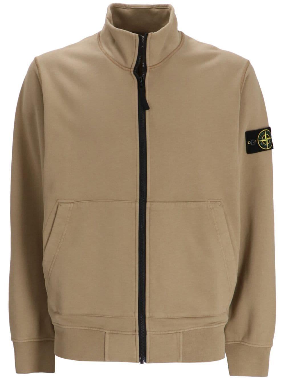 Compass-badge Cotton Jacket In Neutrals Product Image