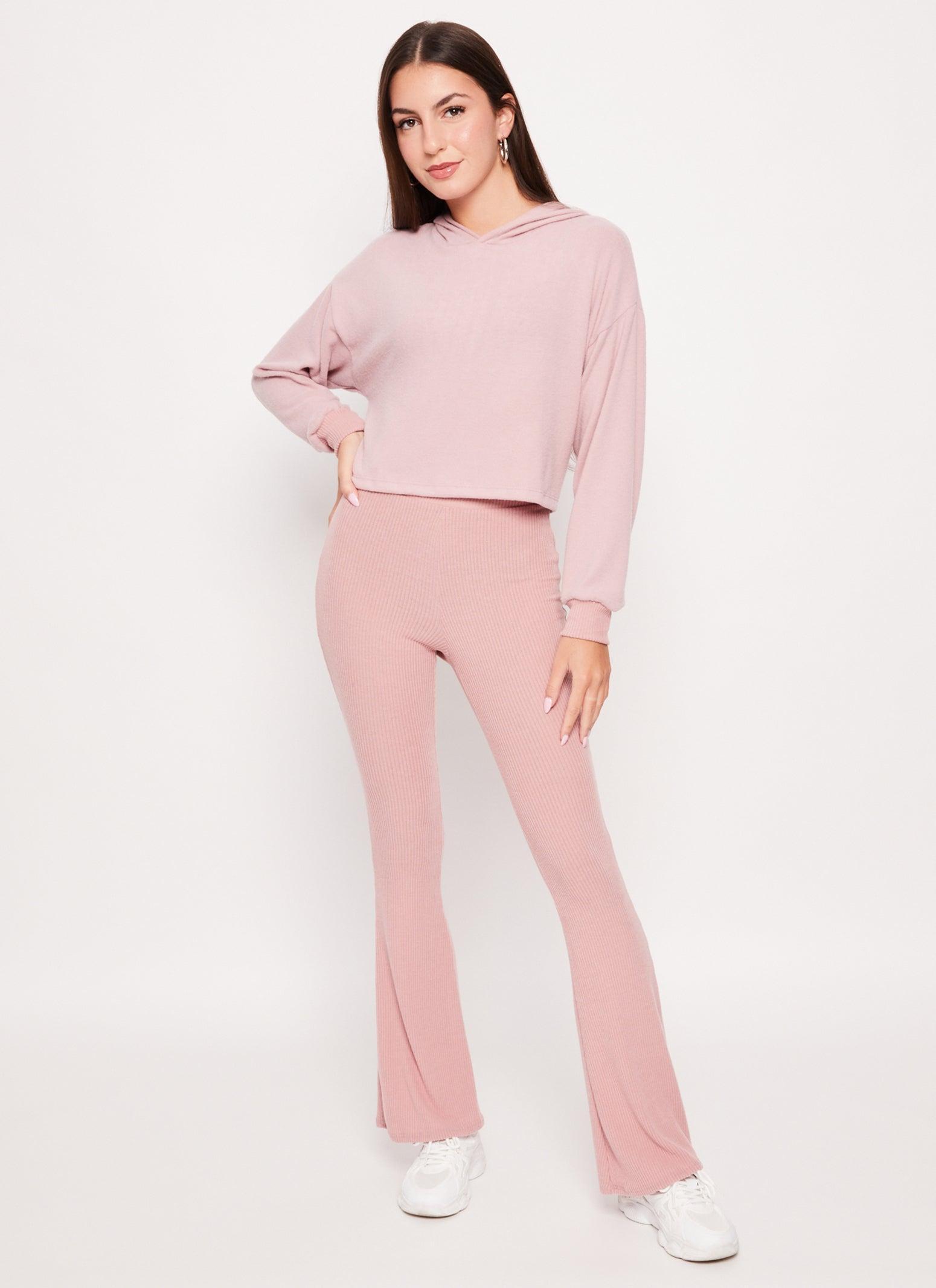 Womens Brushed Rib Knit Flared Pants Product Image