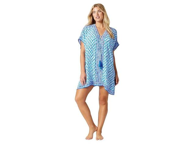 Tommy Bahama Shell Beach Tunic (True Turquoise) Women's Swimwear Product Image