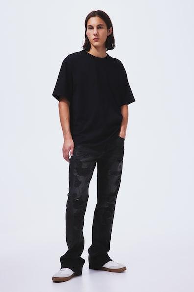 H & M - Flared Slim Jeans - Black product image