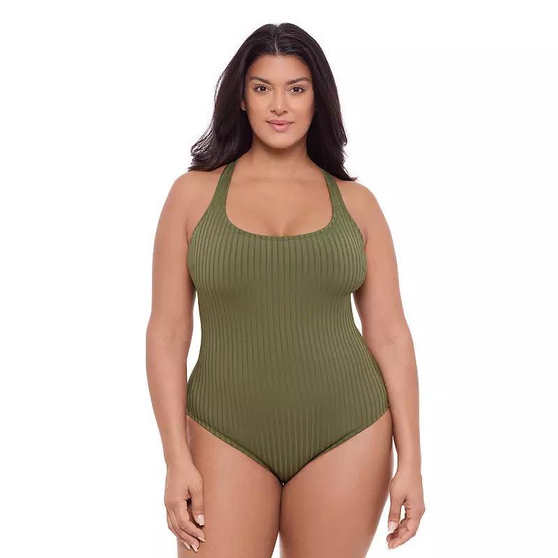 Womens S3 Swim Sculpting Ribbed Scoopneck Crossback One Piece Swimsuit, Womens Product Image