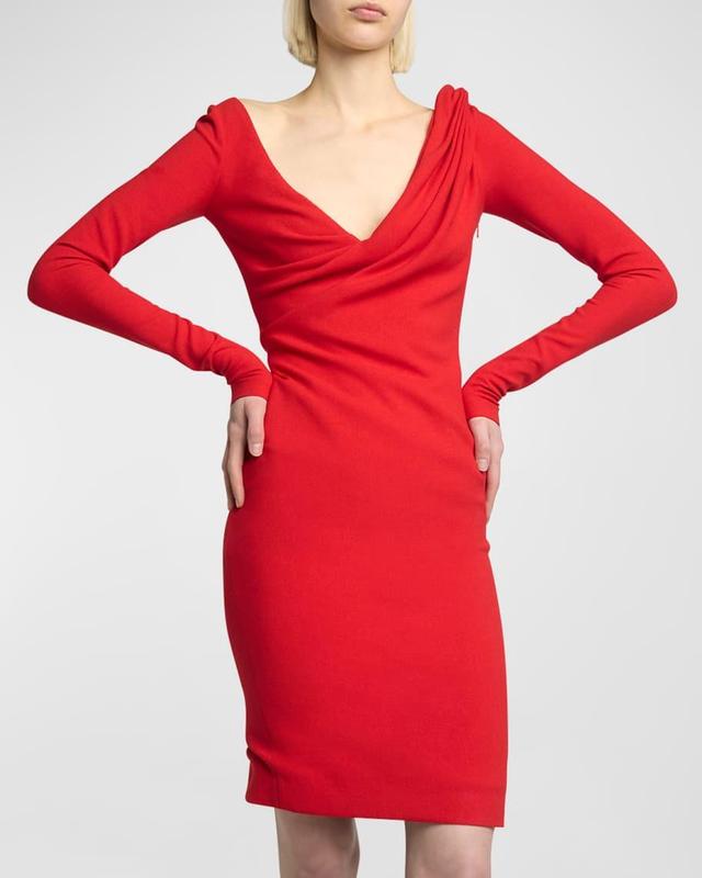 Shoulder Drape V-Neck Dress Product Image