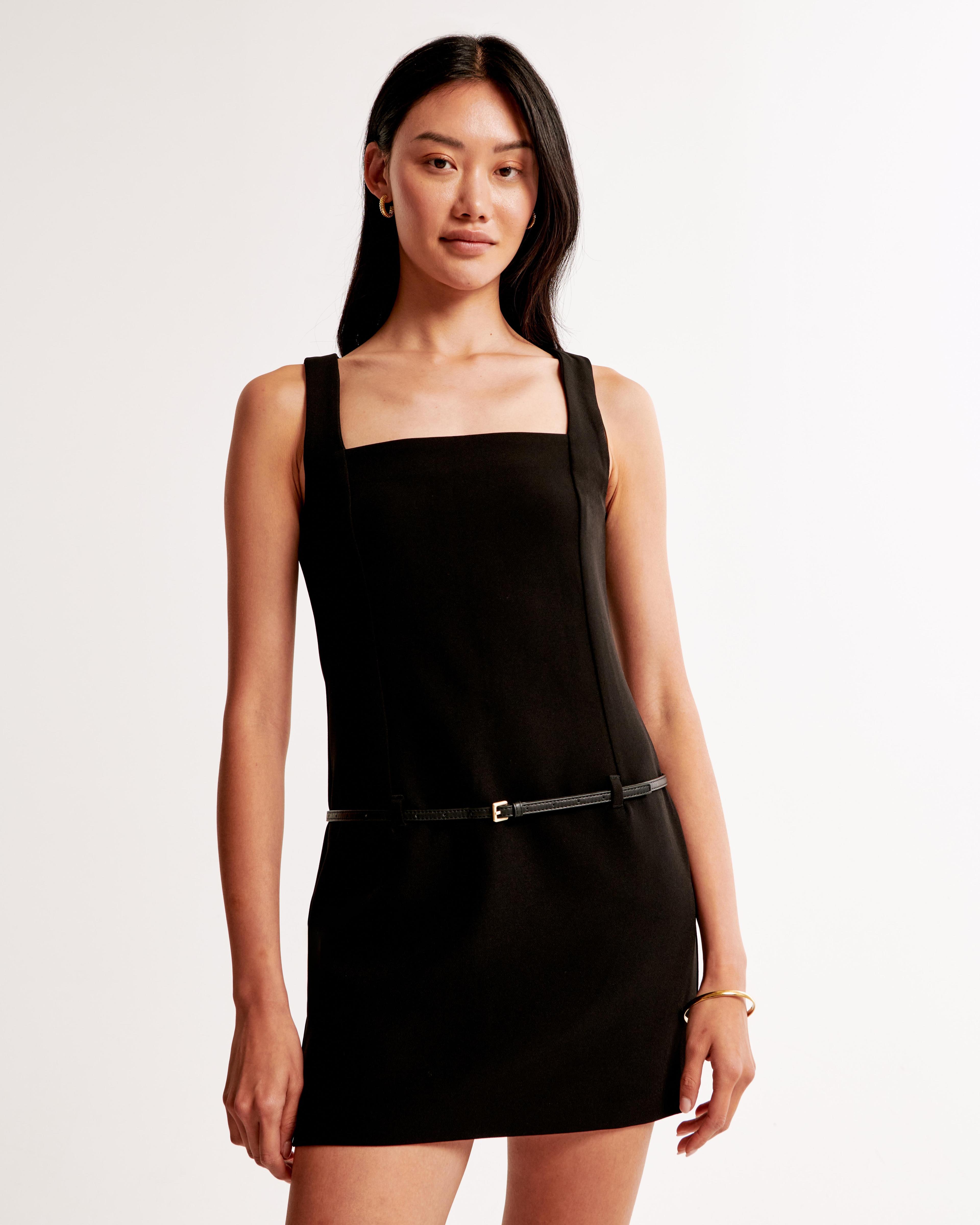 Squareneck Belted Mini Dress Product Image