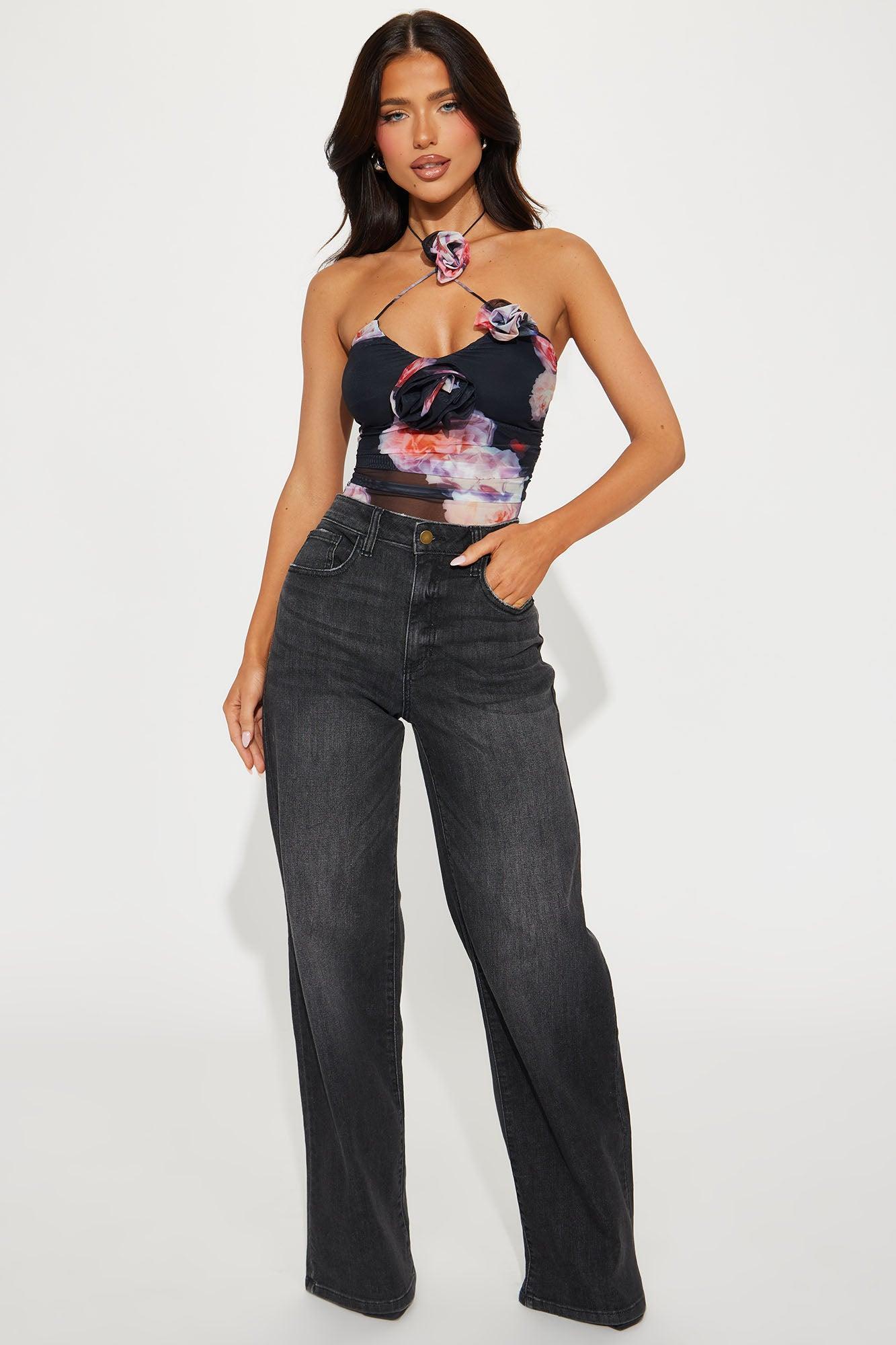 Floral Feeling Mesh Bodysuit - Black/combo Product Image