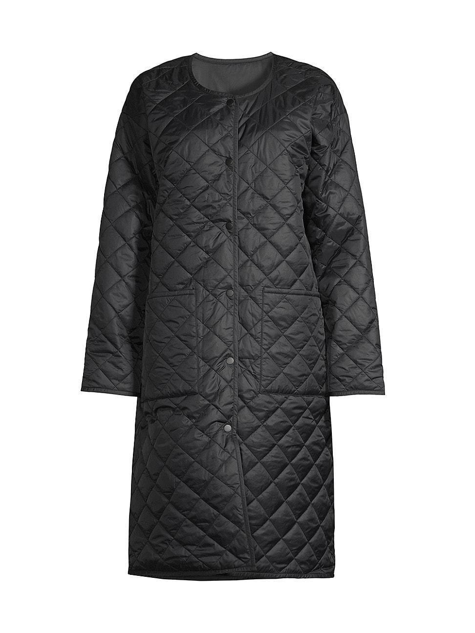 Womens Reversible Quilted Shell Knee-Length Coat Product Image