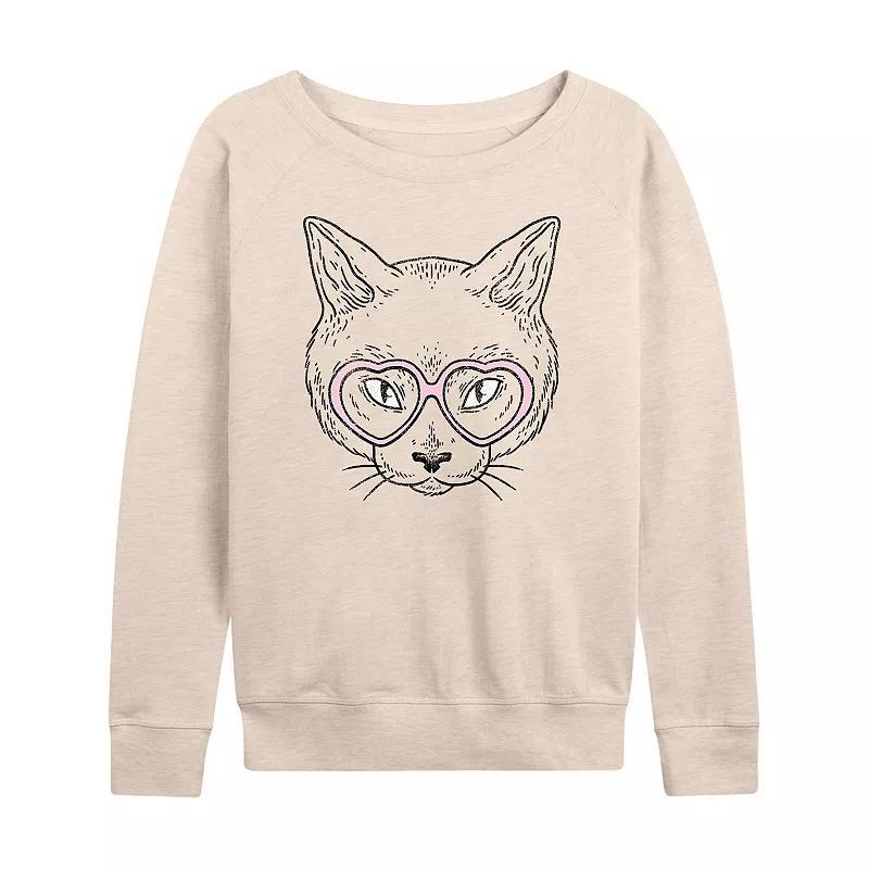 Womens Cat Heart Glasses Lightweight French Terry Sweatshirt Product Image