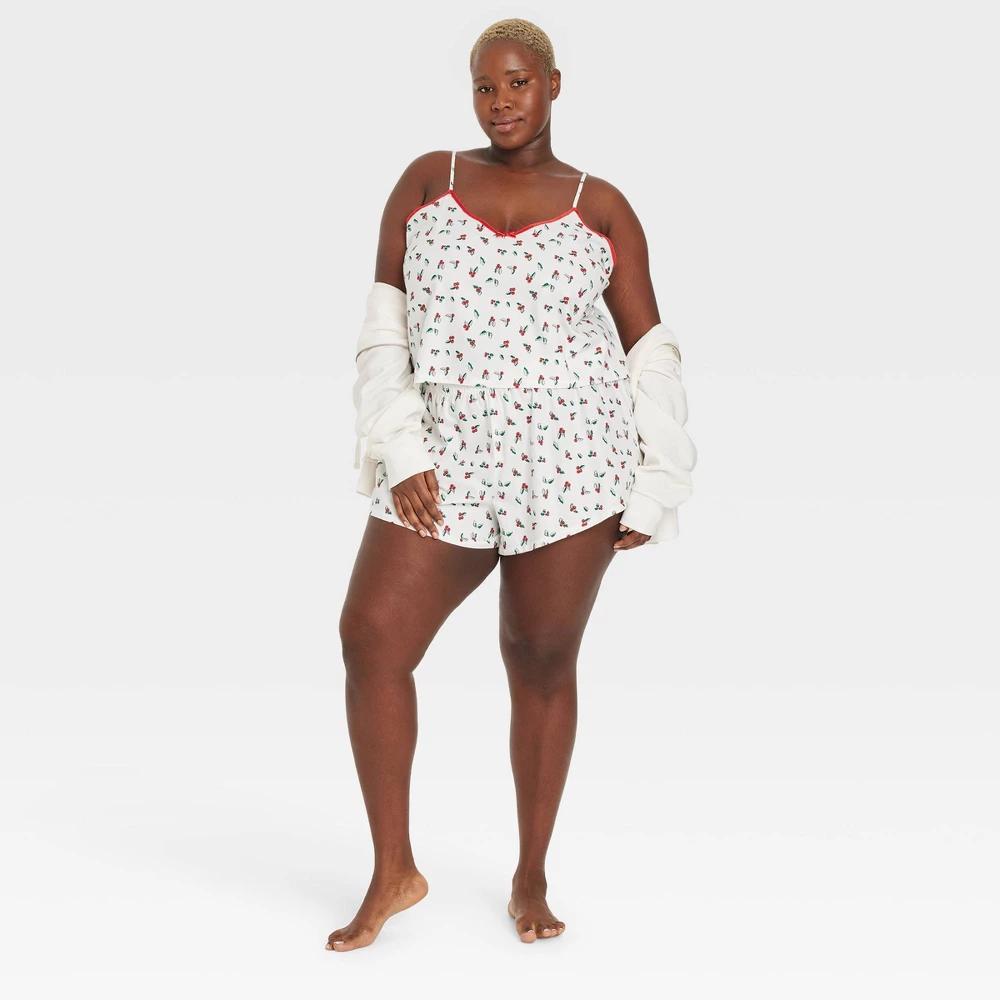 Womens Flannel Tank and Shorts Pajama Set - Colsie White 2X Product Image