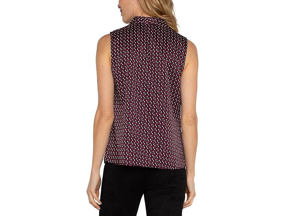 Liverpool Los Angeles Sleeveless Pleated Neck Woven Blouse Animal Jacquard Shirting (Star Ruby Dot) Women's Clothing Product Image