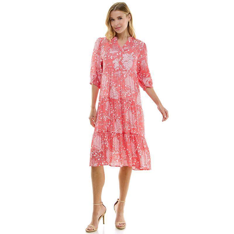 Womens Figueroa & Flower Elbow Sleeve Tiered Midi Dress Product Image