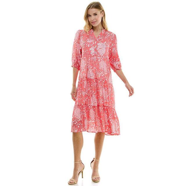 Womens Figueroa & Flower Elbow Sleeve Tier Hem A-Line Dress Product Image