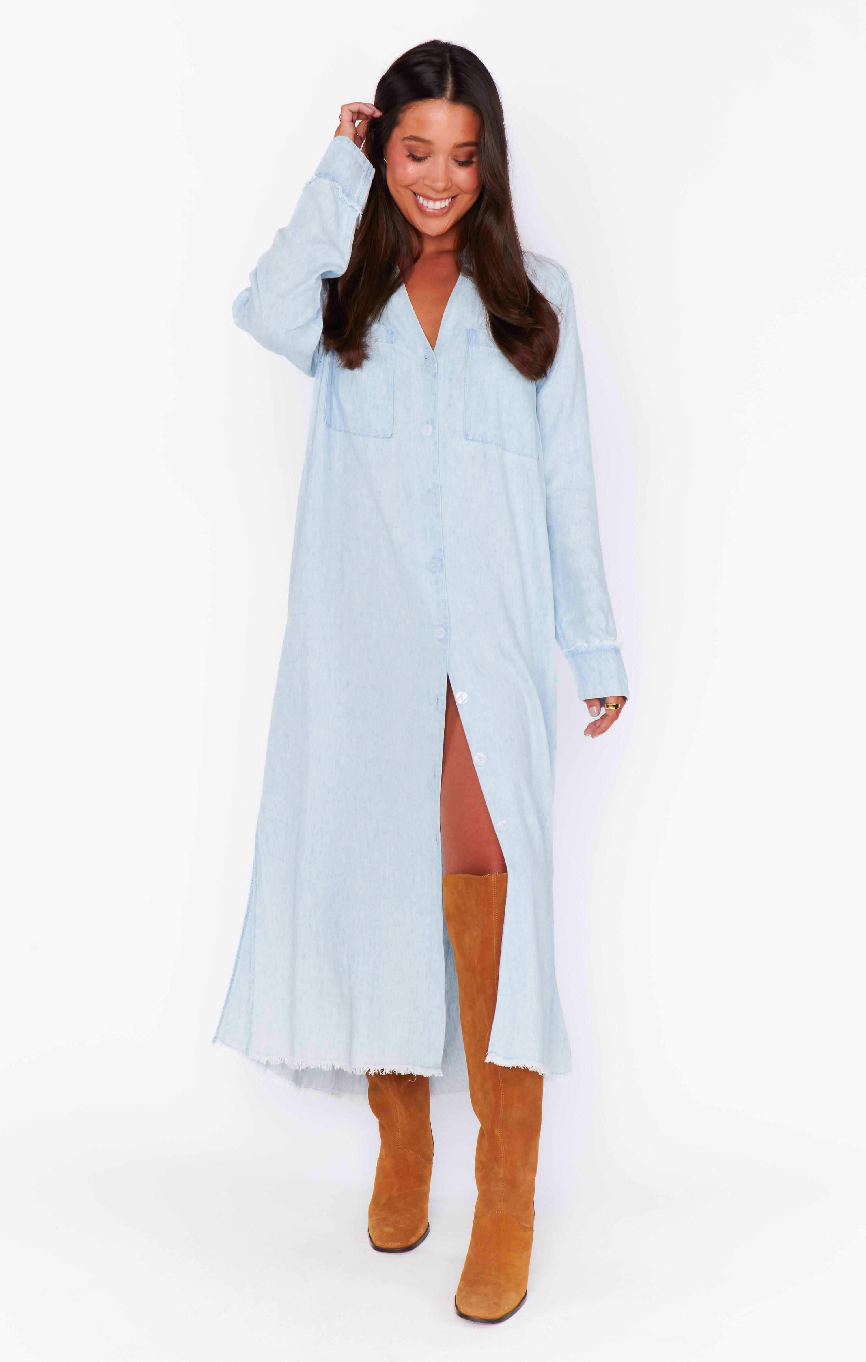 Wilmington Long Shirt Dress ~ Light Chambray Product Image