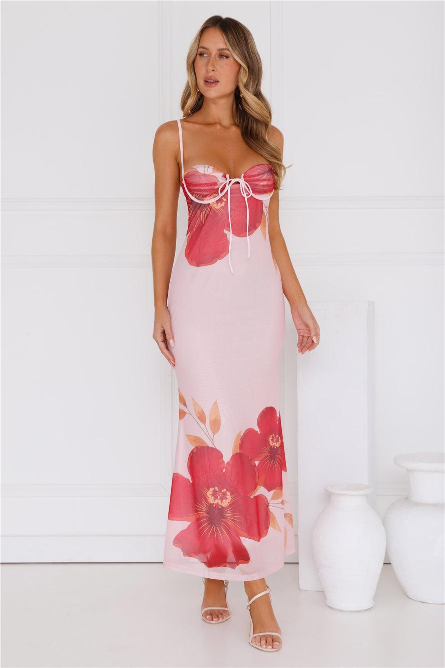 Stylish Shores Mesh Maxi Dress Pink Product Image