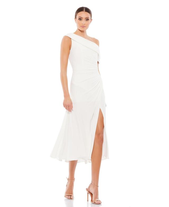 Womens Ieena Ruched Crepe Off-The-Shoulder Midi-Dress Product Image