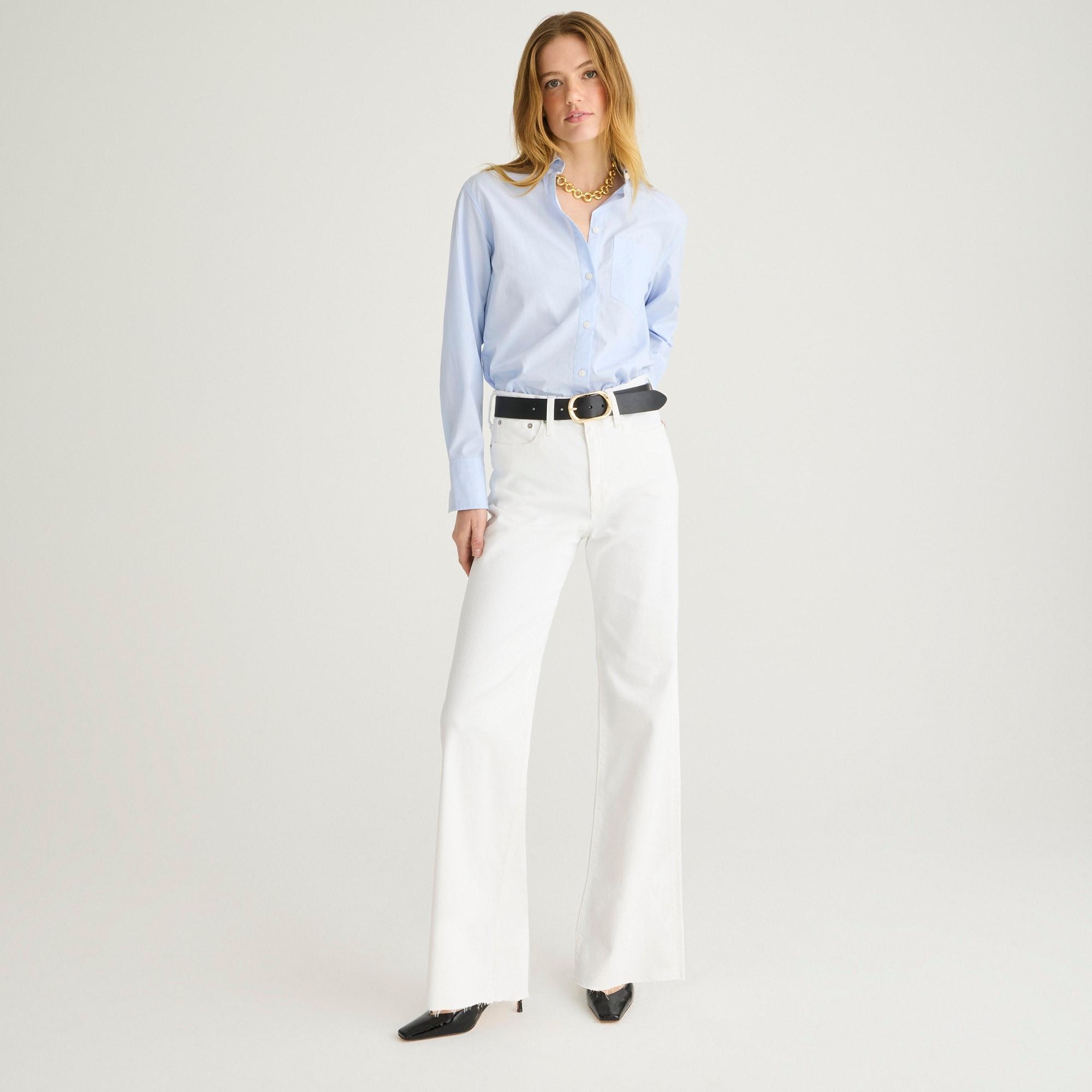 Full-length slim wide-leg jean in white Product Image