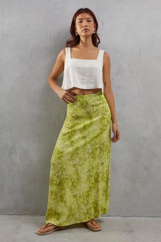 Viscose Snake Print Bias Maxi Skirt Product Image