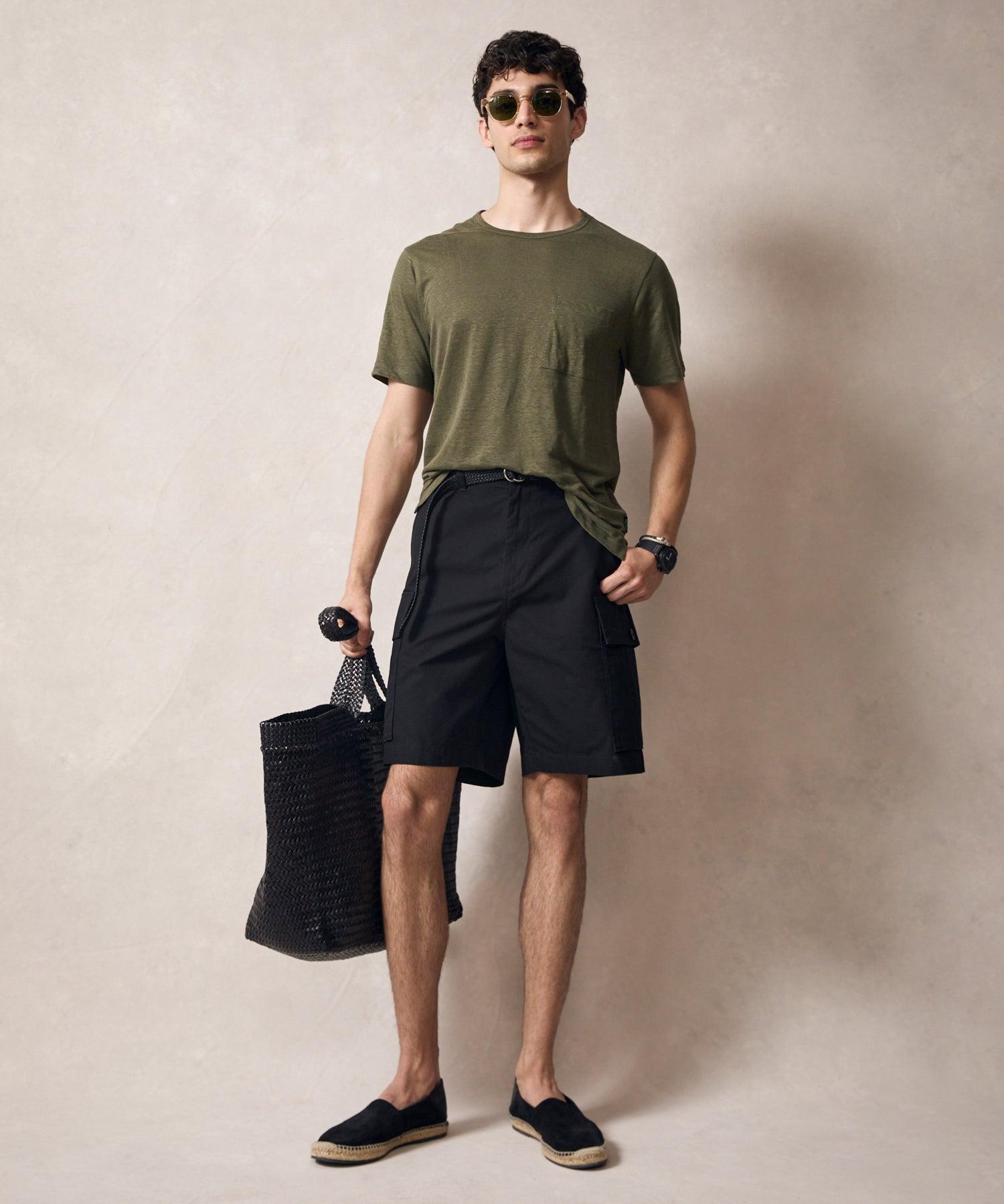 Linen Jersey Pocket Tee in Tent Green Product Image