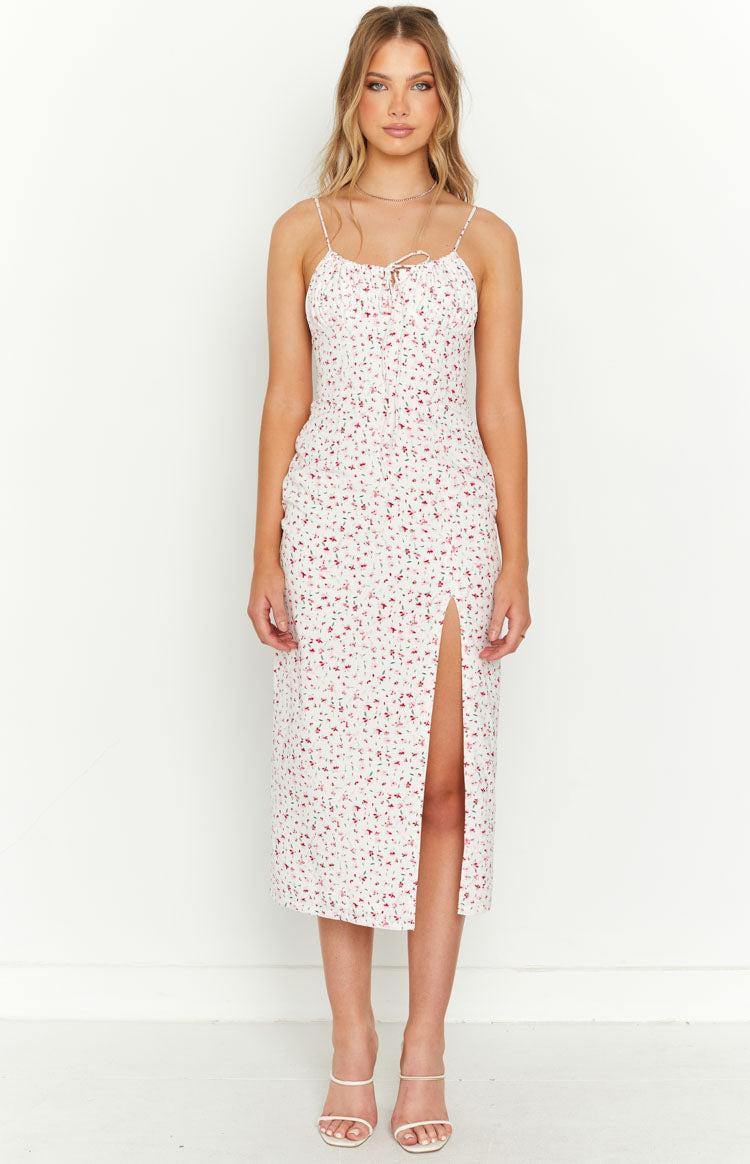 Paloma White Floral Midi Dress Product Image