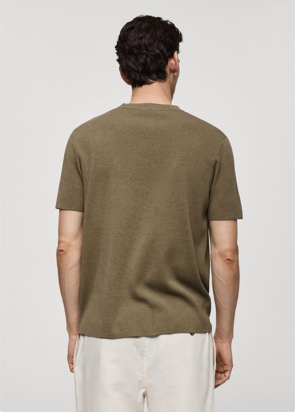 MANGO MAN - Knit cotton T-shirt olive greenMen Product Image