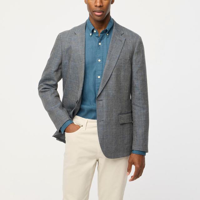 Slim-fit Thompson plaid linen blazer Product Image