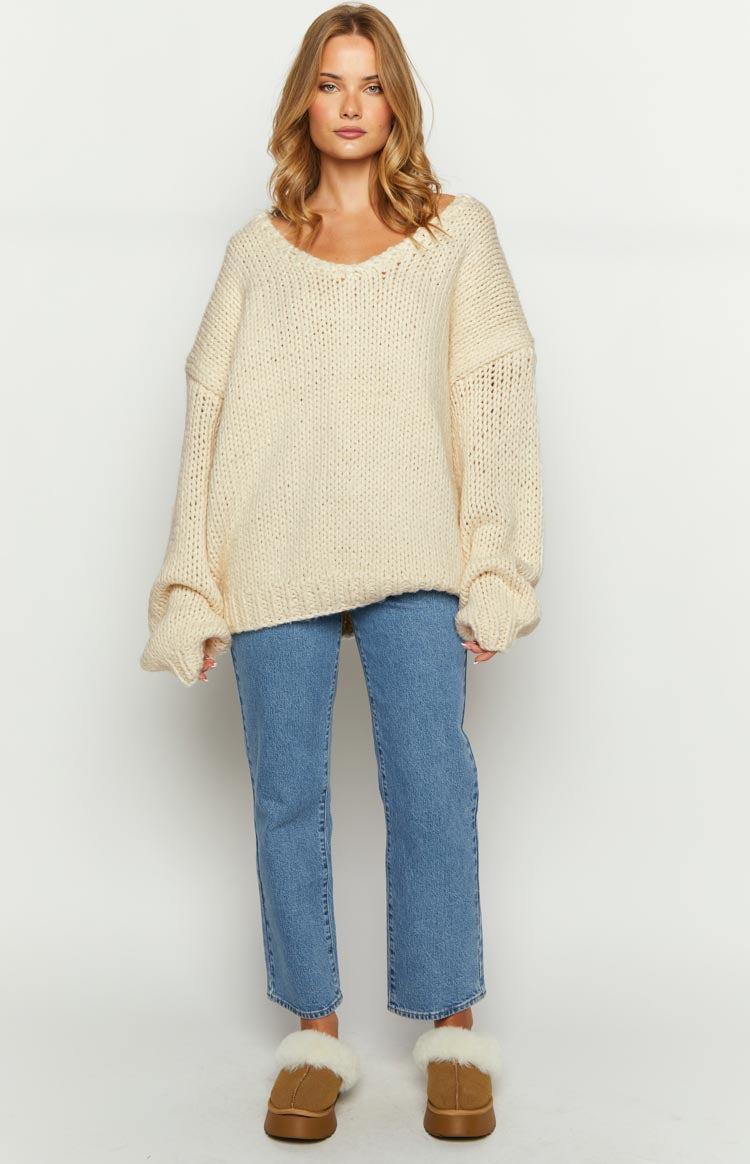 Delvey Cream Chunky Knit Sweater Product Image