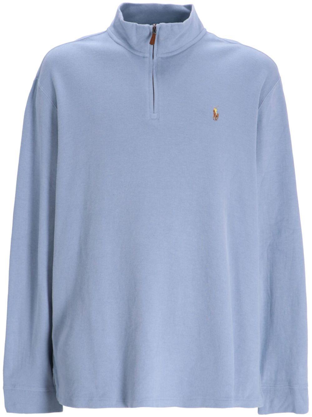 POLO RALPH LAUREN Embroidered-logo Cotton Sweatshirt In Blue Product Image