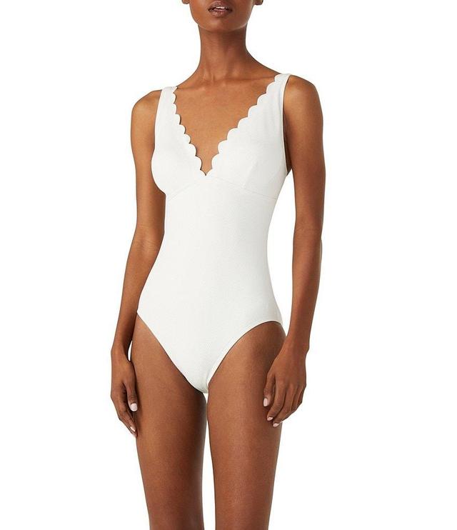 kate spade new york Scallop V-Neck One Piece Swimsuit Product Image