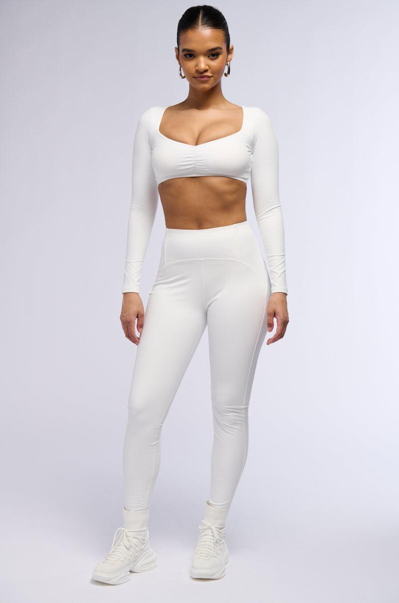 RIO FAUX LEATHER HIGH RISE LEGGING IN WHITE Product Image