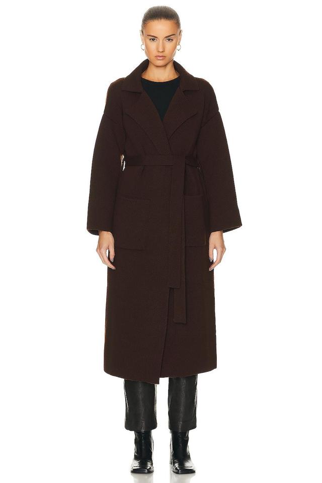 NOUR HAMMOUR Claire Extra Long Belted Knit Cardigan in Brown Product Image