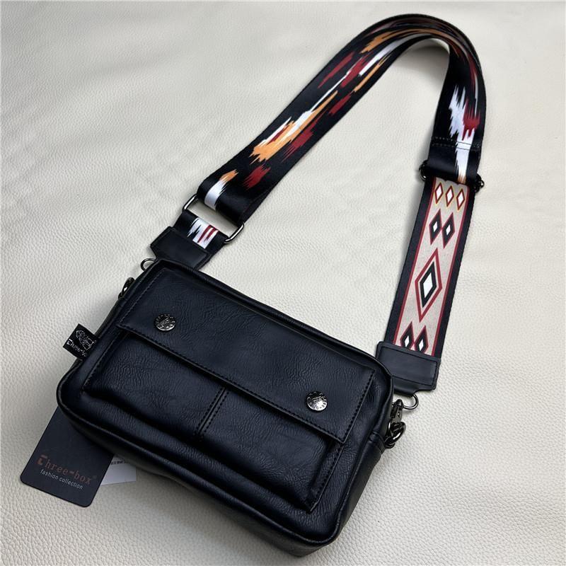 Multi-Pocket Faux Leather Crossbody Bag Product Image