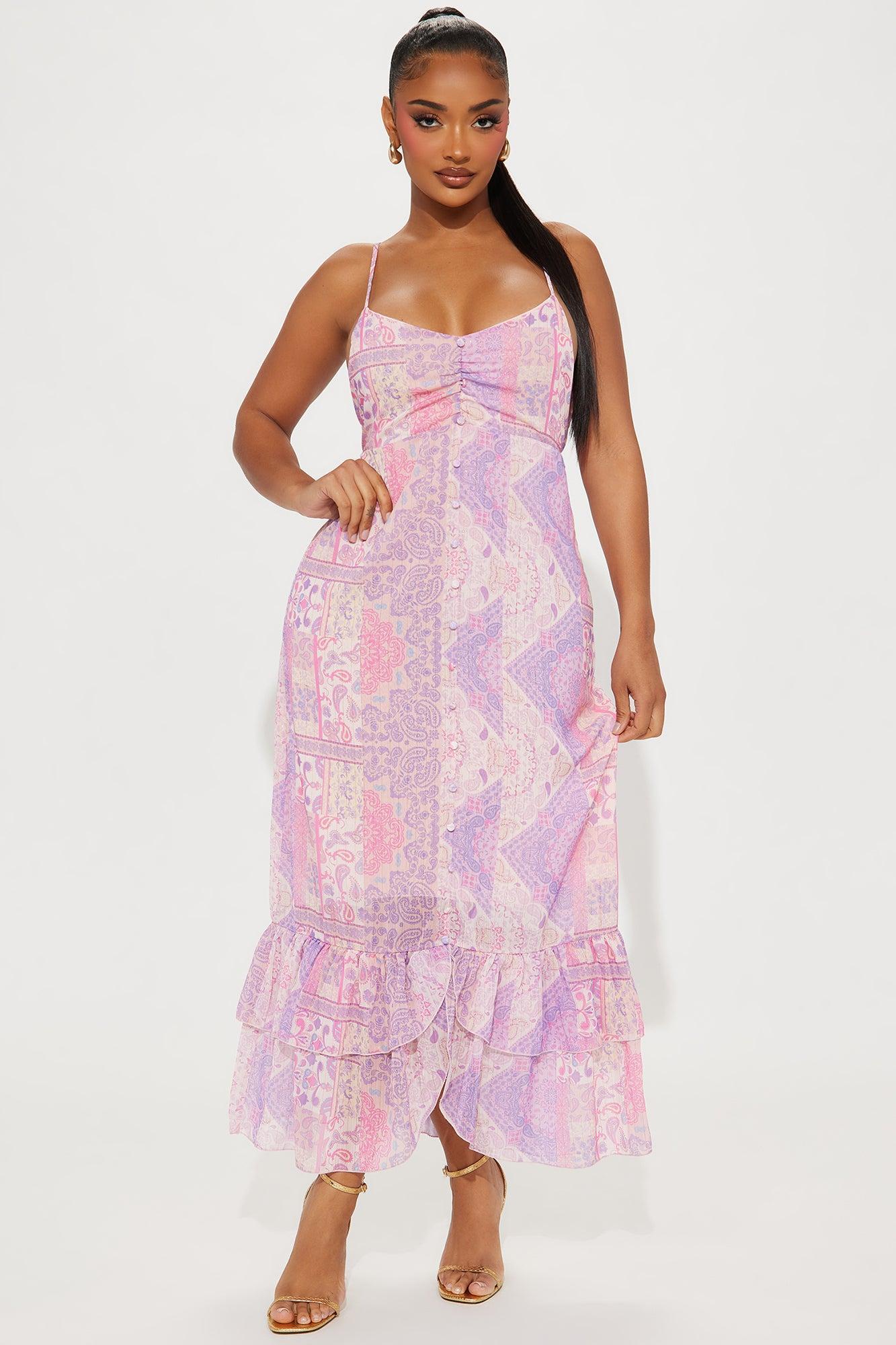 Paisley Chiffon Midi Dress - Purple/combo Product Image