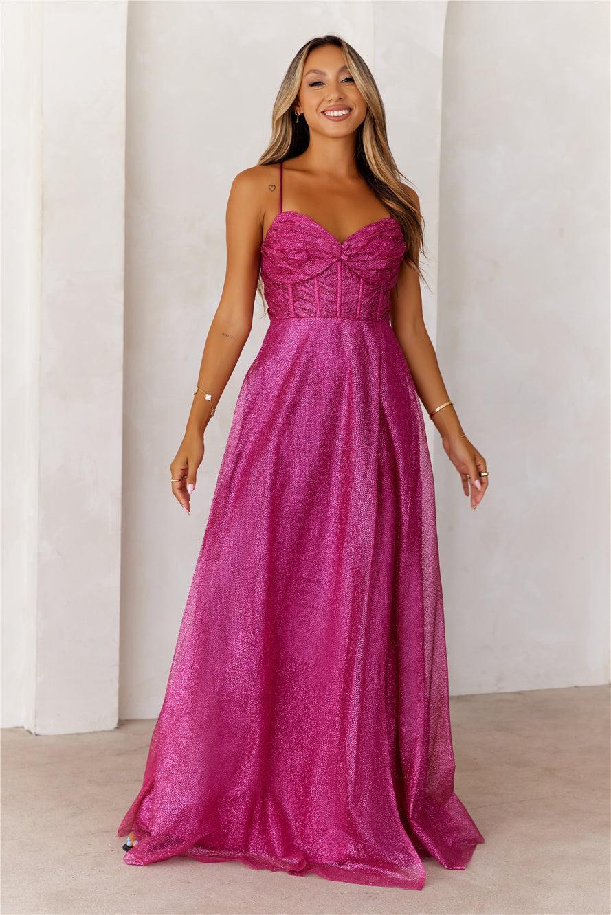 Glitter Goddess Maxi Dress Pink Product Image