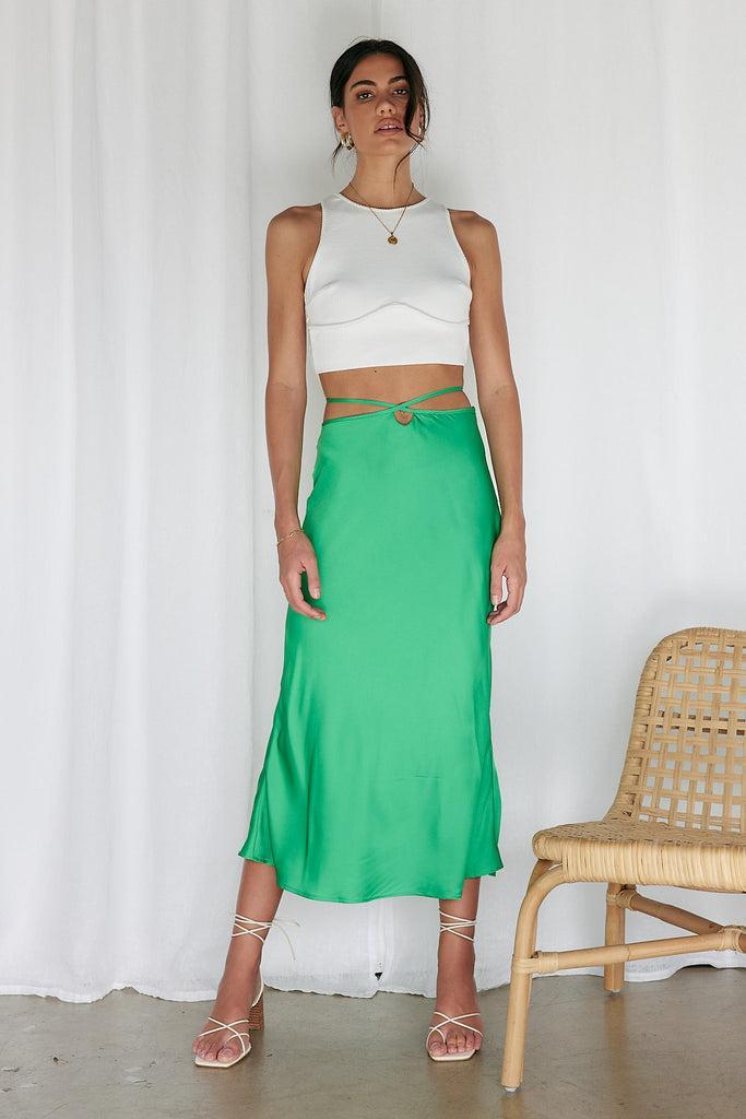 Make A Wave Maxi Skirt Green Product Image