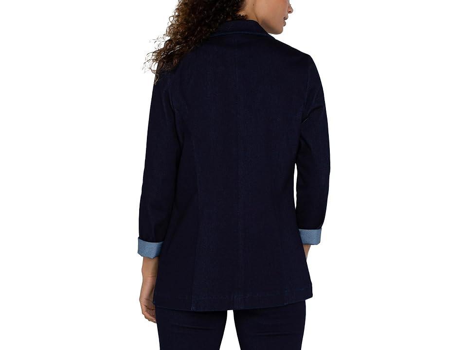 Liverpool Los Angeles Boyfriend Blazer Knit Denim (Indigo Rinse) Women's Jacket Product Image