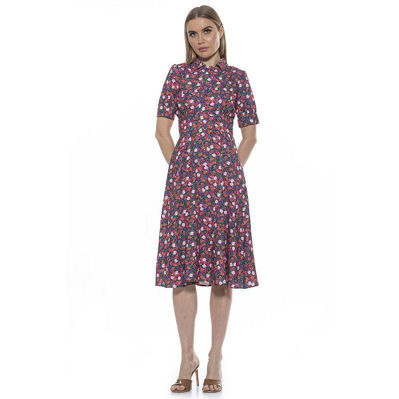 Womens ALEXIA ADMOR Emery Cap-Sleeve Fit & Flare Dress Product Image