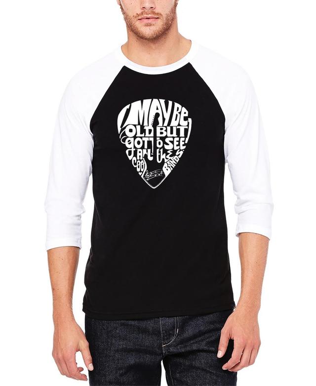 La Pop Art Mens Raglan Sleeves Guitar Pick Baseball Word Art T-shirt - Black Product Image