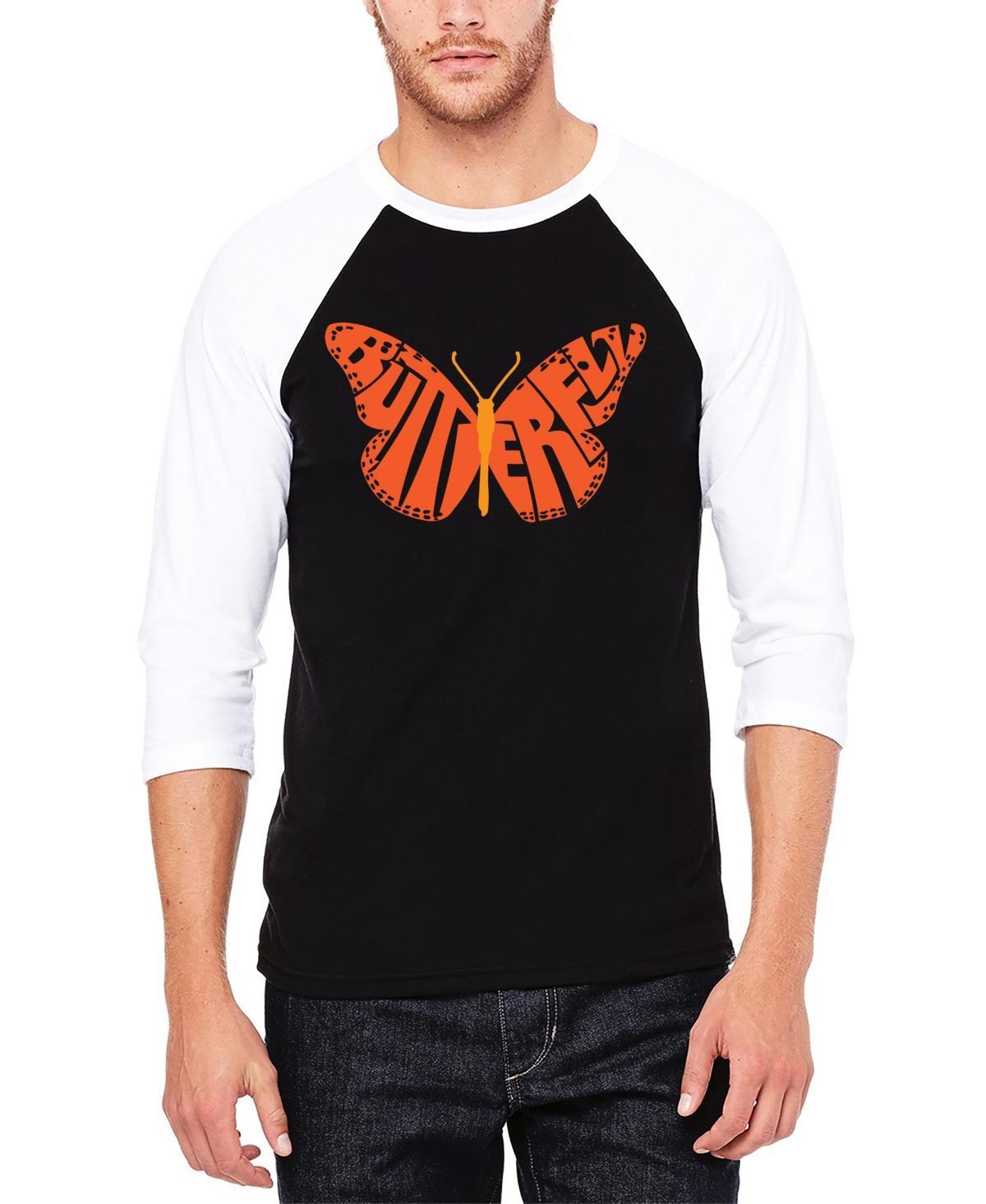 La Pop Art Butterfly - Mens Raglan Baseball Word Art T-Shirt Product Image