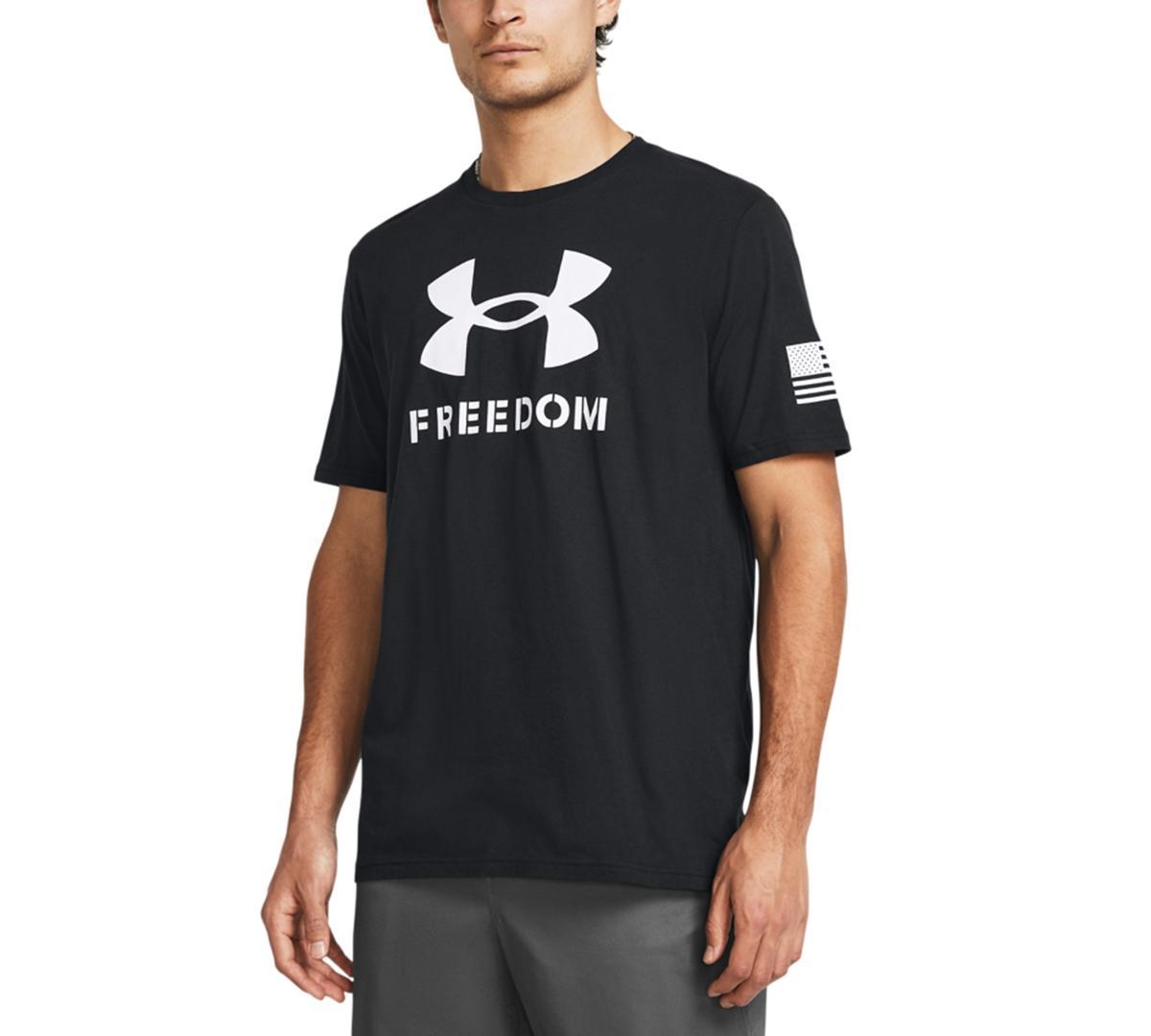 Under Armour Mens Relaxed Fit Freedom Logo Short Sleeve T-Shirt - Black Product Image