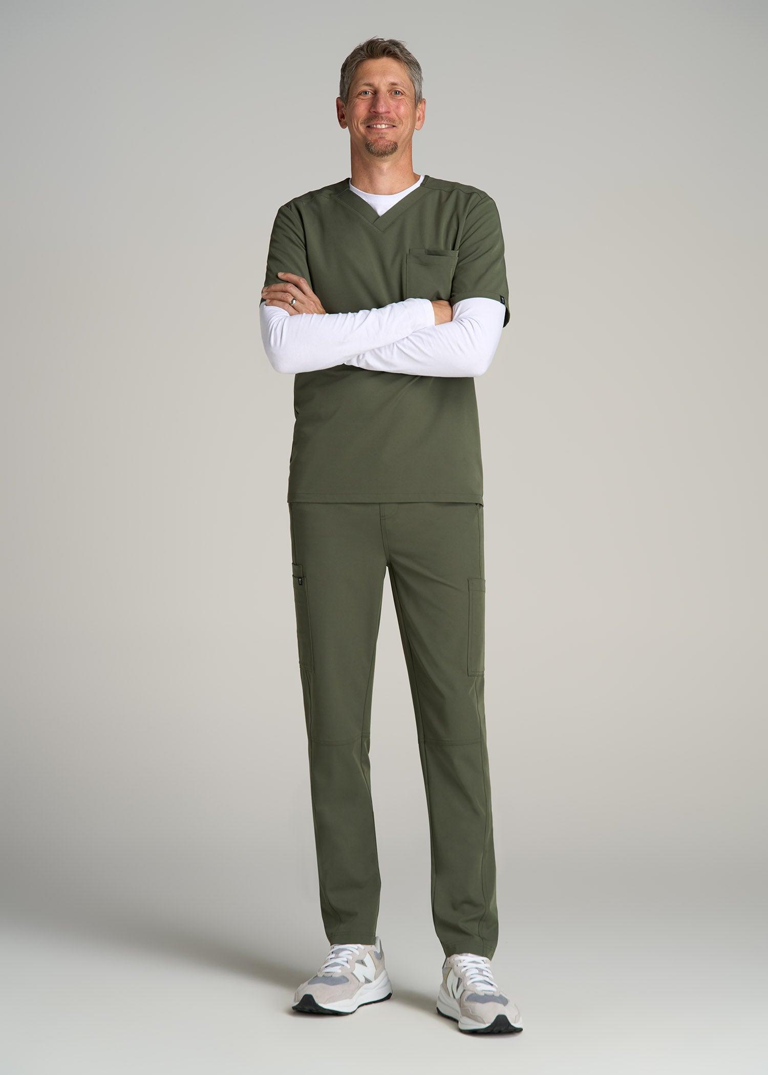 Cargo Scrub Pants for Tall Men in Clover Green Product Image