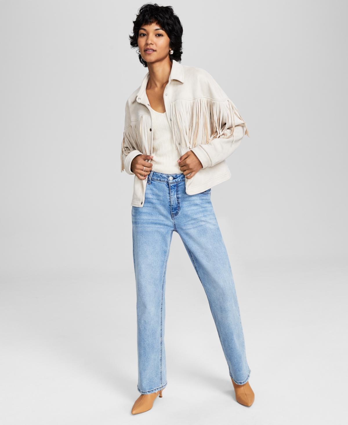 And Now This Womens Fringe-Trim Faux Suede Jacket, Created for Macys product image