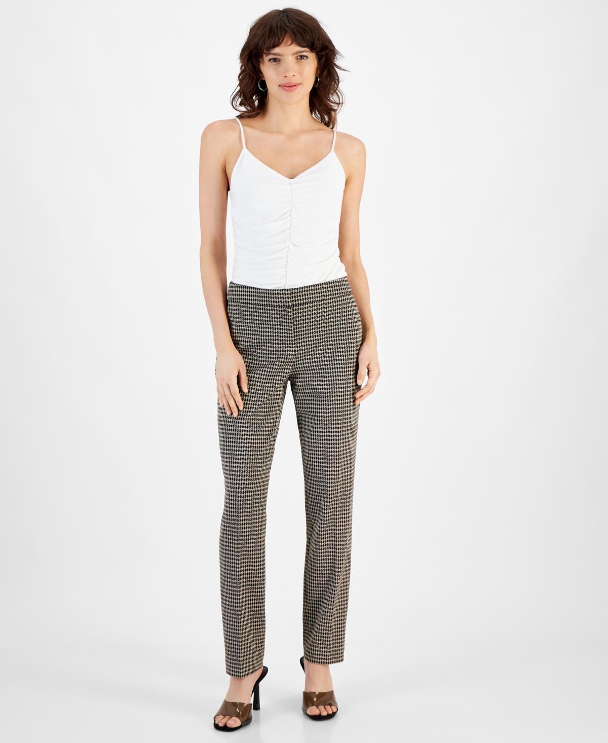 Bar Iii Womens Houndstooth Mid-Rise Straight-Leg Ankle Pants, Created for Macys product image