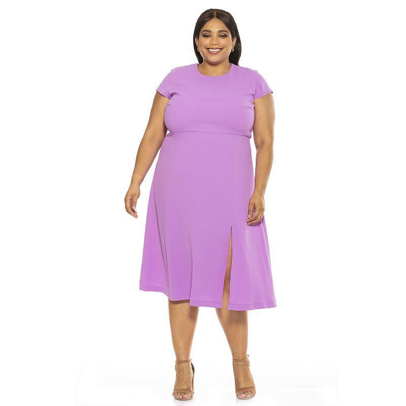 Plus Size ALEXIA ADMOR Lily Crewneck Midi Dress, Womens Purple Product Image