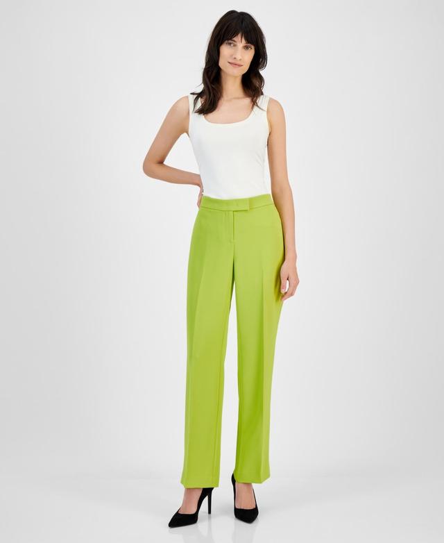 Anne Klein Womens Solid Mid-Rise Bootleg Ankle Pants Product Image