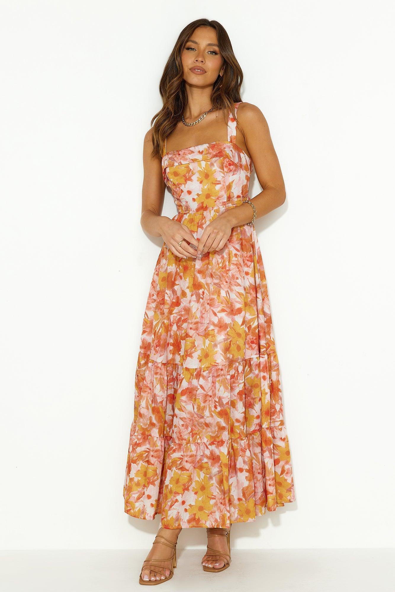 Heated Sun Maxi Dress Orange Product Image