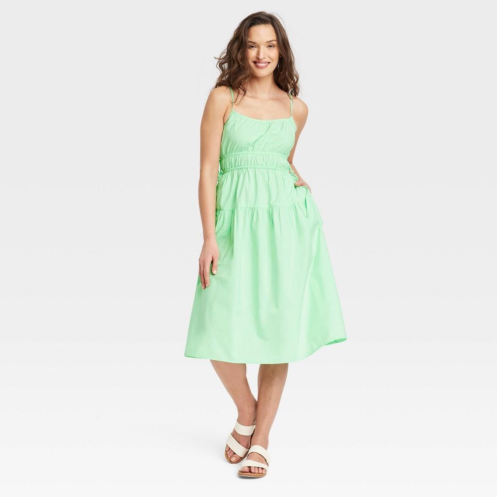 Womens Cinched Waist Midi Sundress - Universal Thread Green XL Product Image