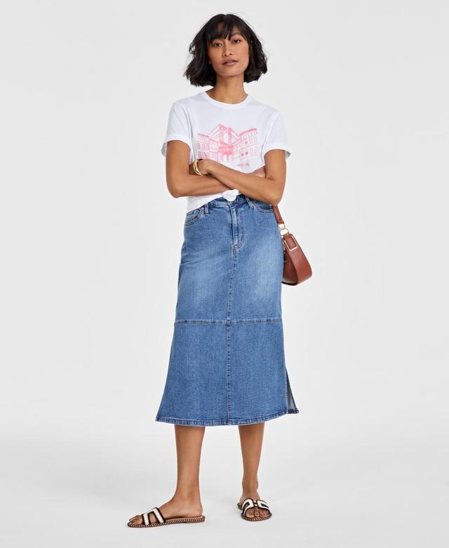 On 34th Womens Paneled Denim Midi Skirt, Created for Macys Product Image