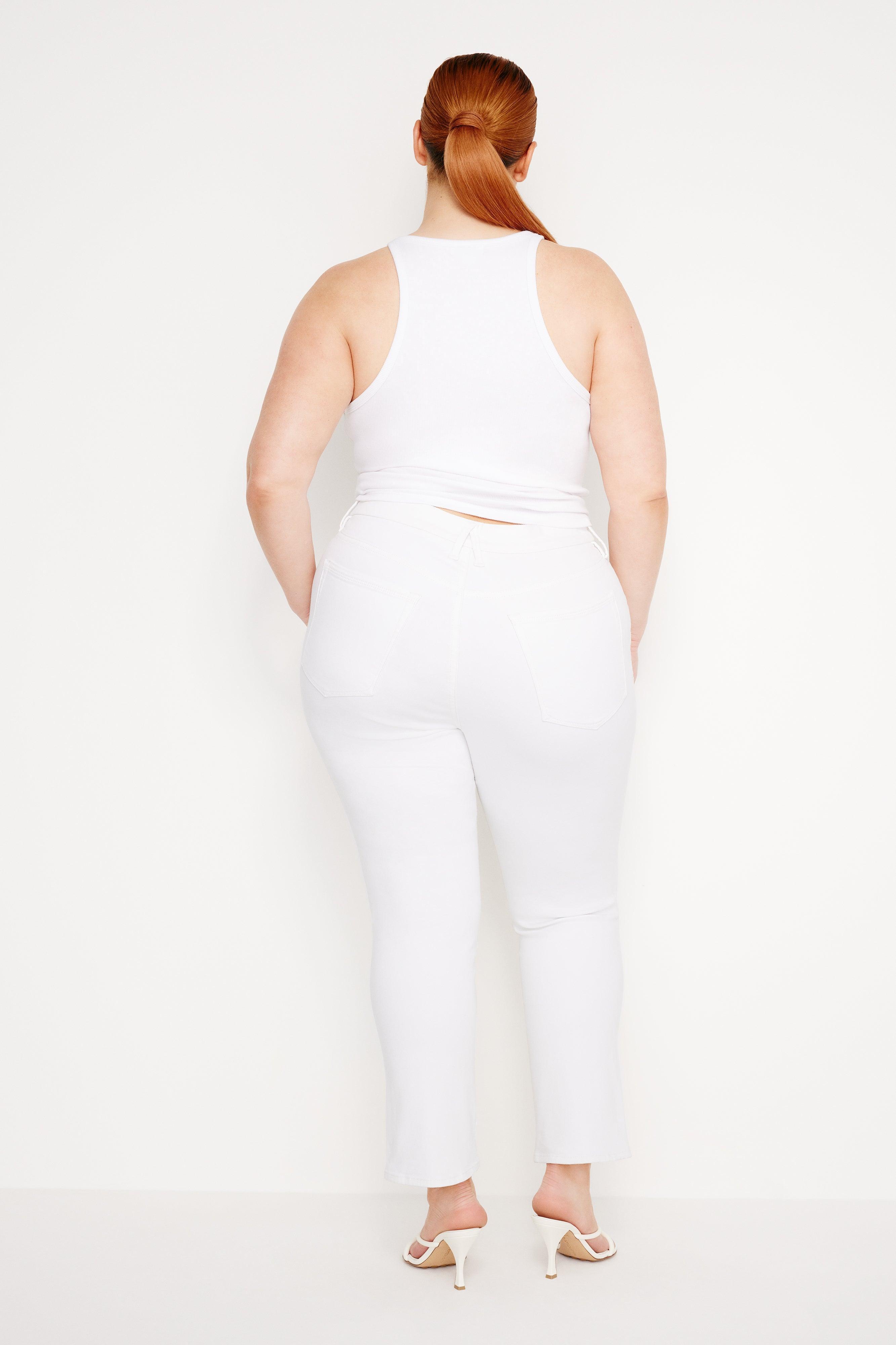 POWER STRETCH PULL-ON STRAIGHT JEANS | WHITE001 Product Image