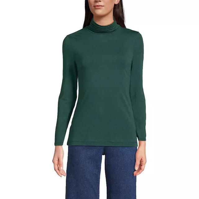 Petite Lands End Lightweight Fitted Long Sleeve Turtleneck, Womens French Pecan Grey Product Image